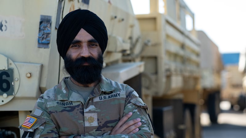 U.S. Army Lt. Col. Simratpal “Simmer” Singh is interviewed for a "Voices for Faith" episode.