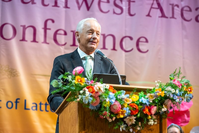 Elder Michael A. Dunn speaks during the 2026 Faithful & Loved Women’s Conference, held Saturday, Sept. 19, 2026, at the University of North Texas in Denton, Texas.