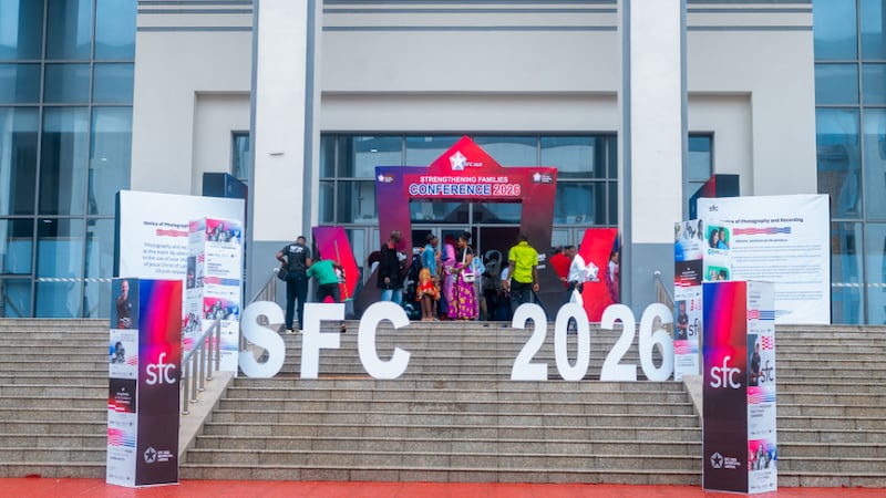 The outside of the meeting hall where the eighth annual Strengthening Families Conference was held June 19–20, 2026, in Monrovia, Liberia.