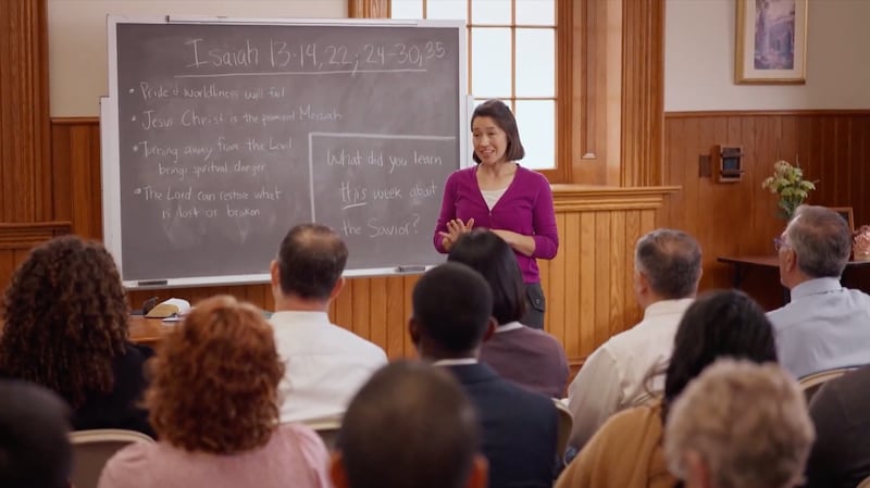 A Sunday School teacher models how to teach from "Come, Follow Me" in the new 25-minute class period.