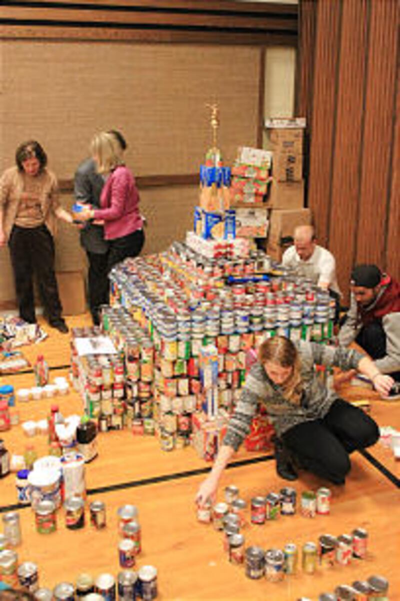 Members of the Sandy Heights YSA Ward helped build a sculpture of the Draper Utah Temple.