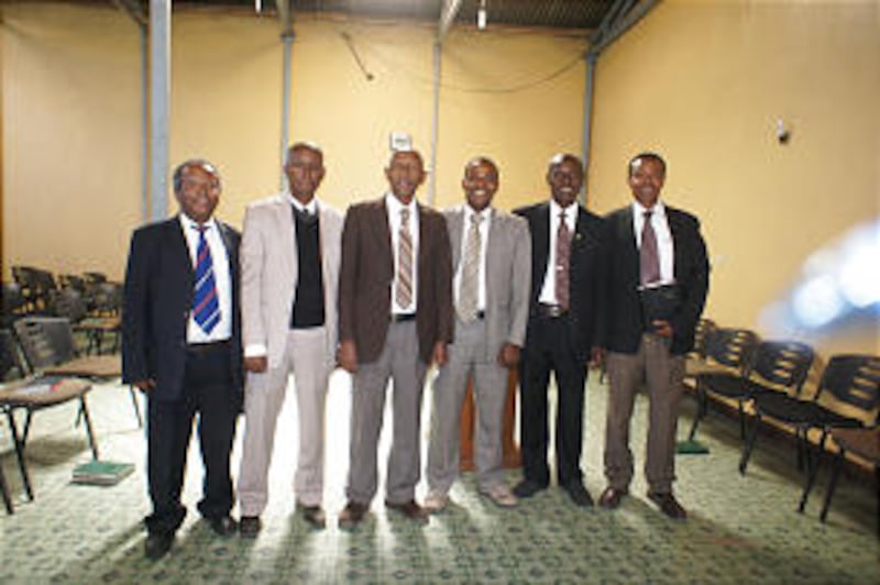 Members of the Debre Zeit Branch (from left) Ayele Asfaw, Elder's Quorum President; Kiros Beyene, fi