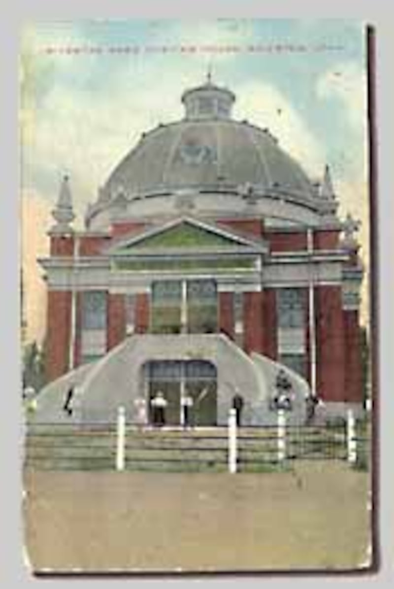 Post card illustration of the Riverton Ward Meetinghouse in Utah.