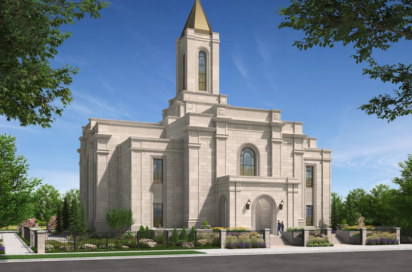 An artist’s rendering of the Montpelier Idaho Temple.