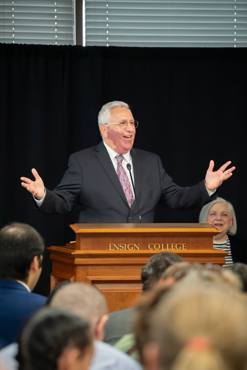 Elder Rubén V. Alliaud speaks at Ensign College in Salt Lake City on Tuesday, Sept. 15, 2026.