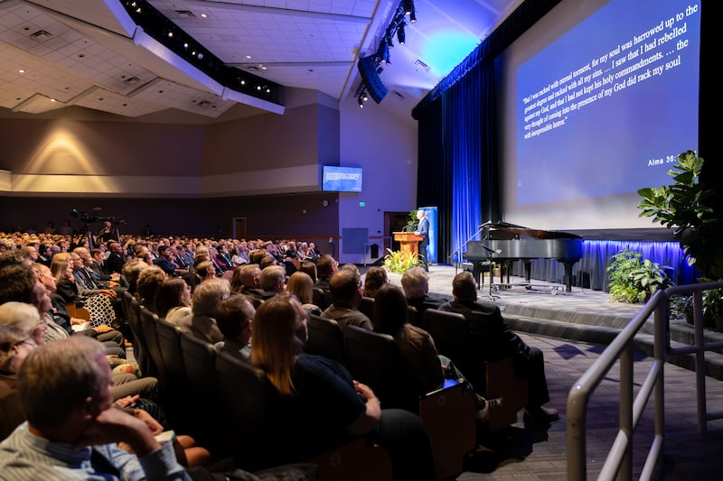 Elder Dale G. Renlund of the Quorum of the Twelve Apostles speaks at the Neal A. Maxwell Institute for Religious Scholarship at Brigham Young University in Provo, Utah, on Tuesday, Oct. 13, 2026.