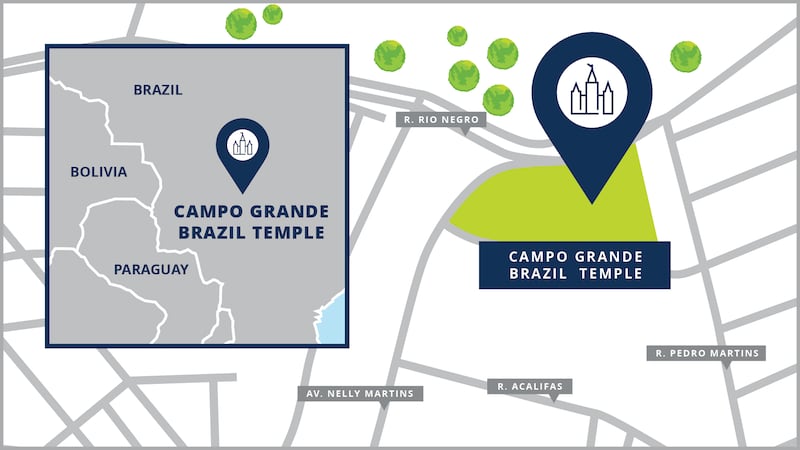 A site map of the Campo Grande Brazil Temple.