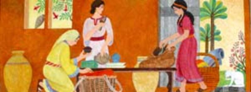 This scene where Ruth and Orpha tell Naomi they want to return with her to Bethlehem was created as