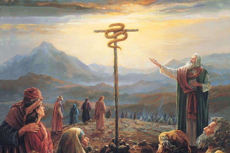 "Moses and the Brass Serpent" is by Judith Mehr.