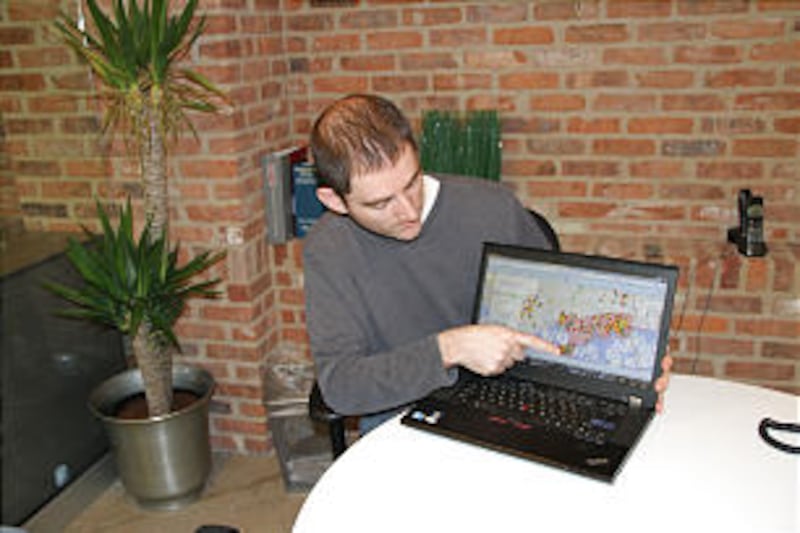 Aaron Titus, developer of Crisis Cleanup, demonstrates collaborative work order system for disasters