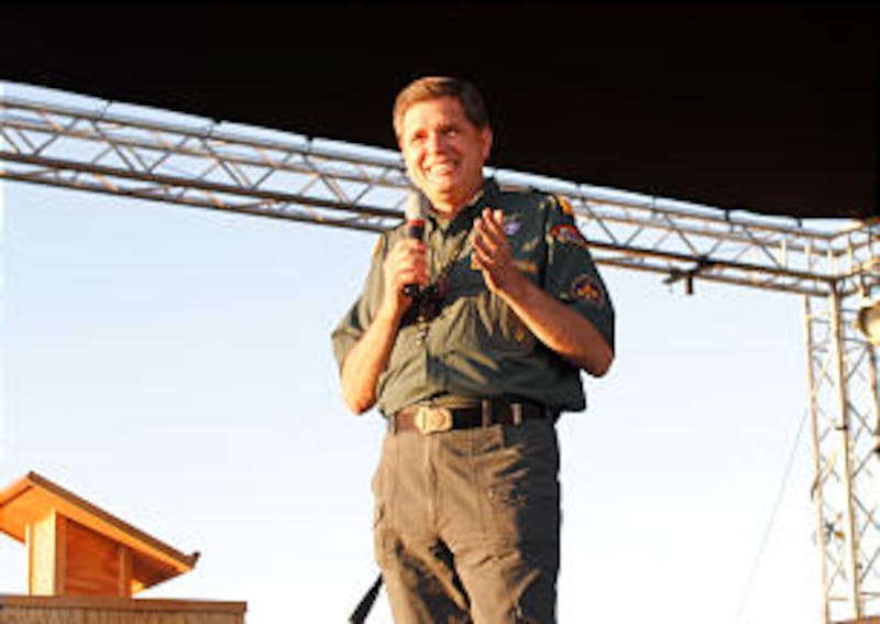 Young Men general president David L. Beck shares counsel to more than 10,000 Scouts and their leader