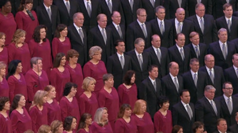 The Mormon Tabernacle Choir sings during the Sunday morning session of the 183rd Semiannual General
