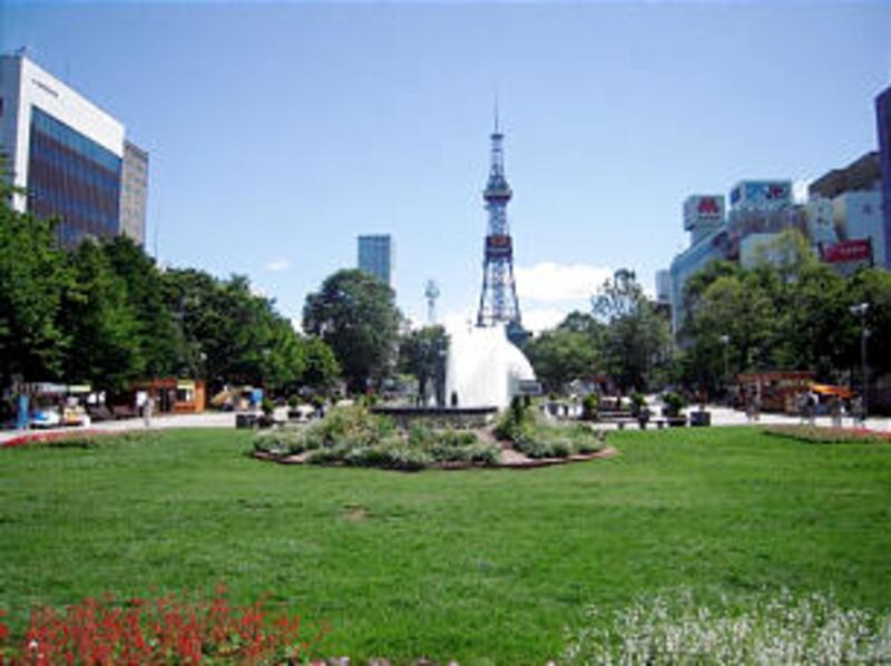 Odori Park is in downtown Sapporo, Japan.