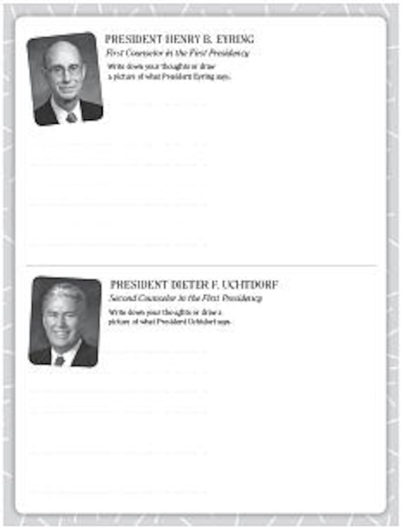 "General Conference Notebook" has space for writing thoughts or drawing pictures pertaining to gener