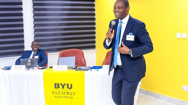 President Victor B. Ukorebi, the Church’s Senior International Area Manager for Africa and president of the Lekki Nigeria Stake, speaks about BYU–Pathway Worldwide enrollment in Lagos, Nigeria, in July 2026.