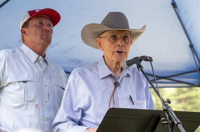 President Dallin H. Oaks speaks at a family devotional on Saturday, July 4, 2026, in Joe's Valley, Utah.