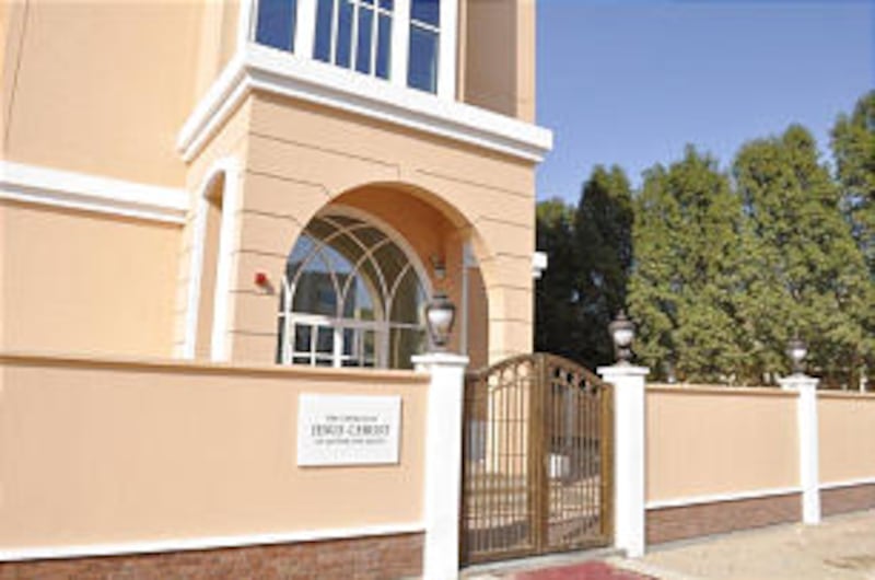 The front exterior of the Abu Dhabi stake center, dedicated by Elder Jeffrey R. Holland on Feb. 22.