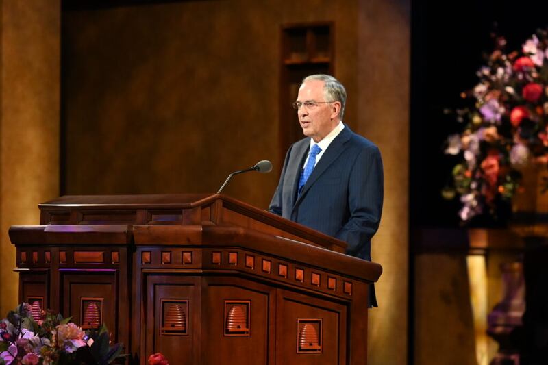 Elder Neil L. Andersen of the Quorum of the Twelve Apostles speaks during the Saturday afternoon session of the 191st Annual General Conference on April 3, 2021.