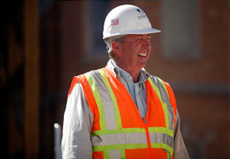 Project director Richard Talbot laughs while working at the site of the original Provo Tabernacle, b