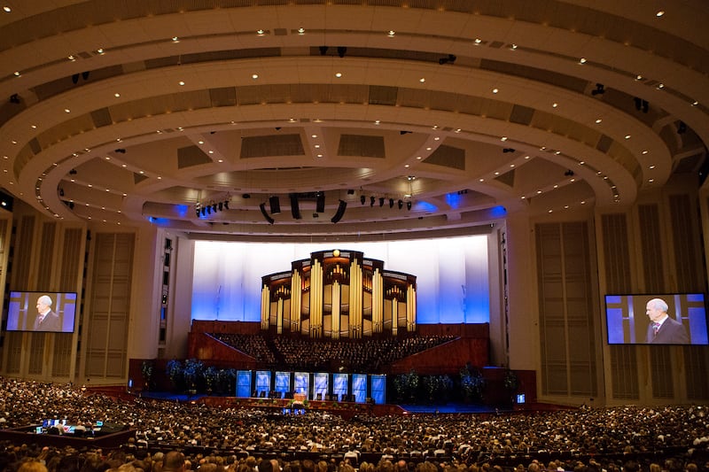 President Russell M. Nelson of The Church of Jesus Christ of Latter-day Saints speaks during the Worldwide Youth Devotional at the Conference Center in Salt Lake City on Sunday, June 3, 2018.