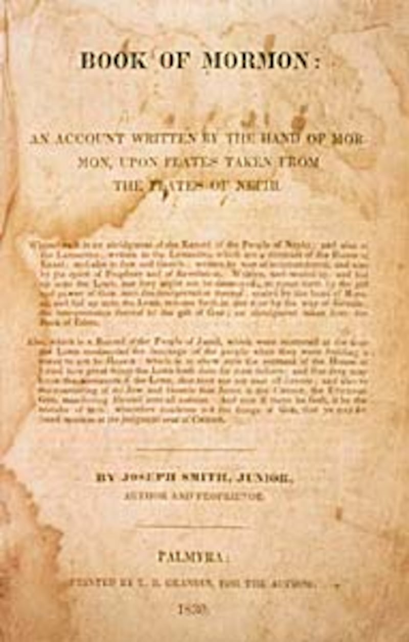 Original title page of the Book of Mormon explains that this book will come forth by the "gift and p