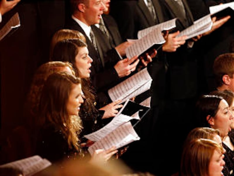 The combined student choir from BYU-Idaho finishes their tour by performing at the Tabernacle Saturd