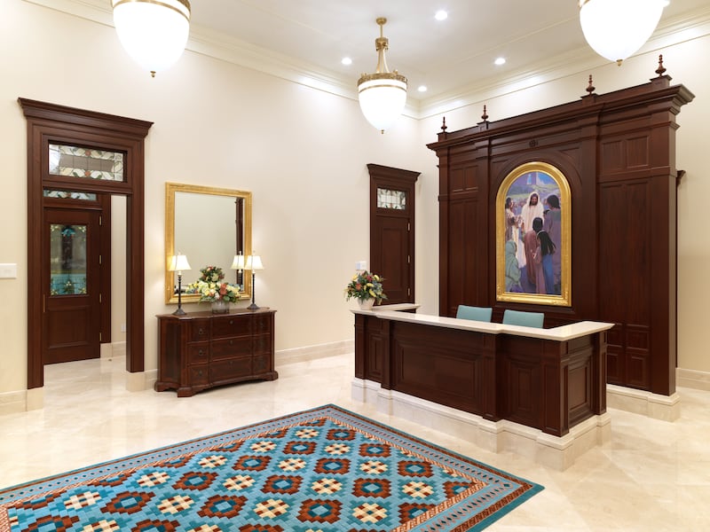 The recommend desk of the Miraflores Guatemala City Guatemala Temple.