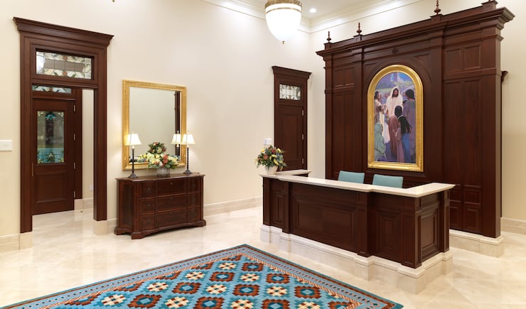 The recommend desk of the Miraflores Guatemala City Guatemala Temple.