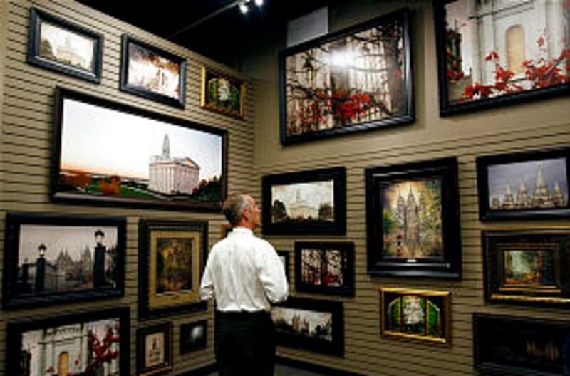 Paul Killpack wanders through the fine art gallery, unique to the Deseret Book downtown Salt Lake Ci