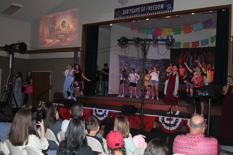 Youth of the San Antonio Texas Hill Country Stake perform in a patriotic performance commemorating 250 years of America at "Fiesta 2026" in San Antonio, Texas, on April 11, 2026.