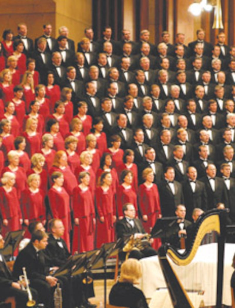 Choir performs in Cathedral of Our Lady of the Angels in Los Angeles.