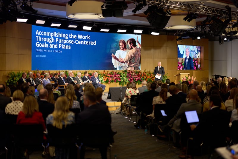 Elder Patrick Kearon of the Quorum of the Twelve Apostles speaks at the 2026 Seminar for New Mission Leaders at the Provo Missionary Training Center in Provo, Utah, on Saturday, June 20, 2026.