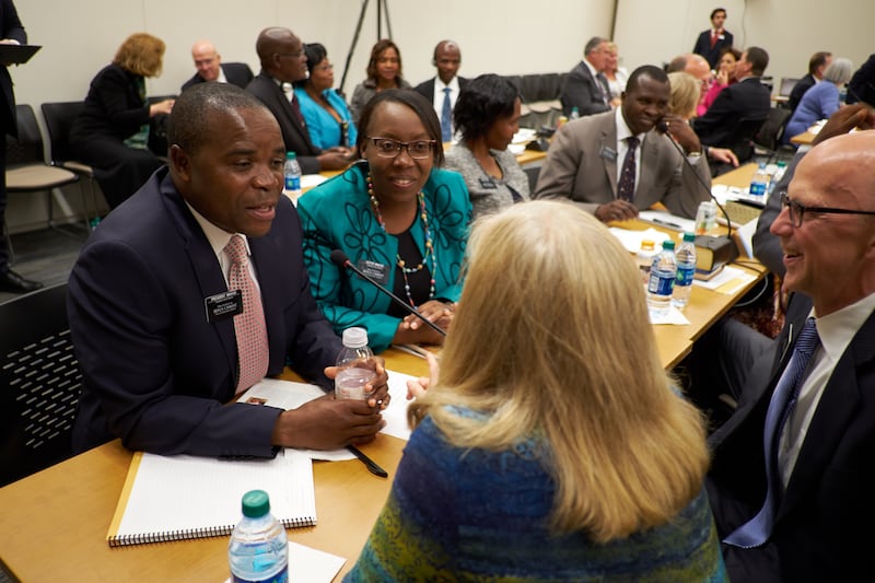 Mission president and their companions participate in a session during the 2018 Mission Leadership S