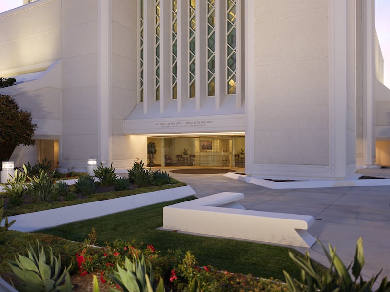 The San Diego California Temple at dusk.