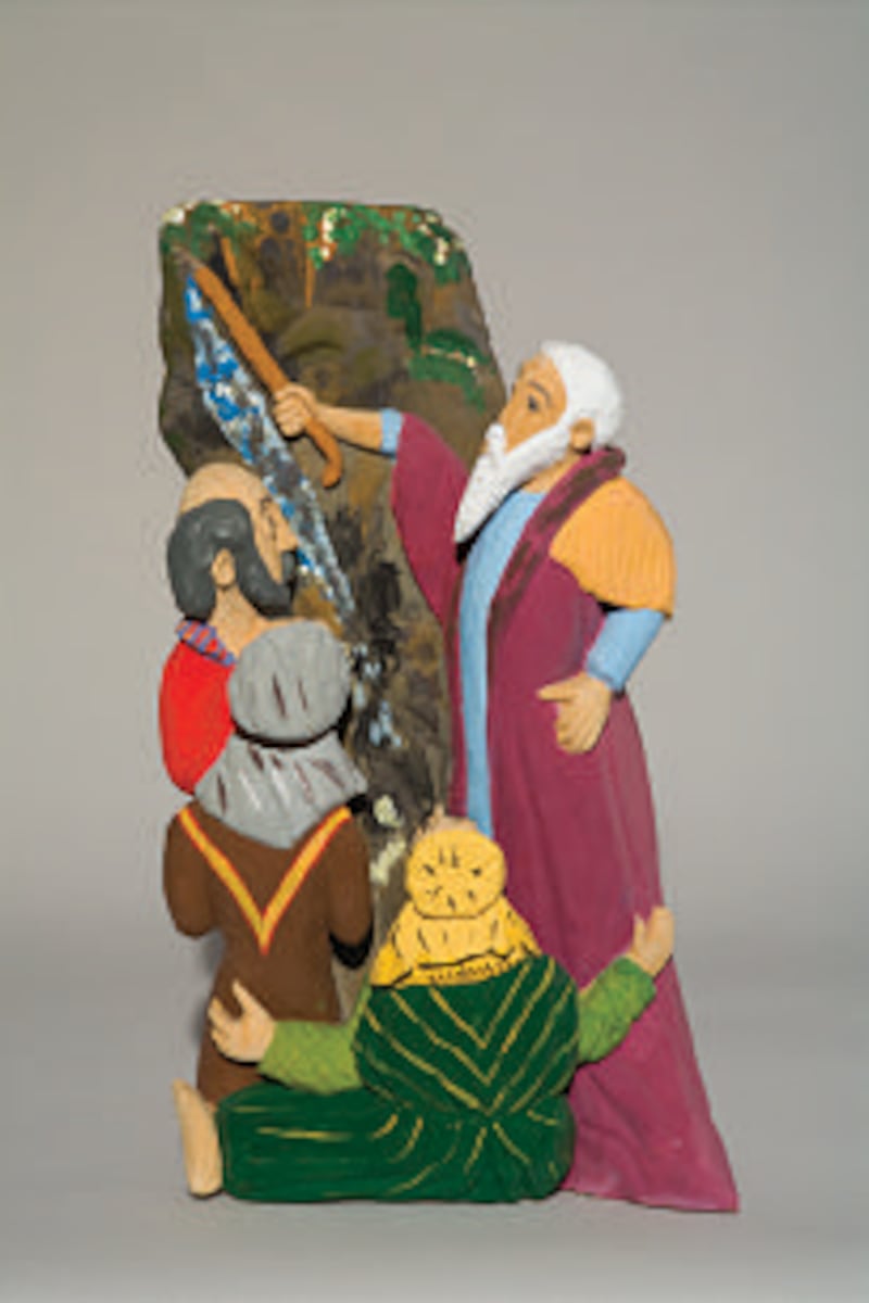 Wadaw Suska's carving "Moses Striking the Rock" will likely make viewers remember Christ's declarati