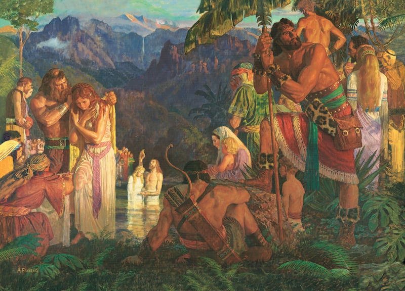 "Alma Baptizes in the Waters of Mormon," by Arnold Friberg