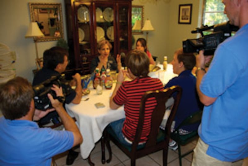 A dinnertime conversation involving the Parson family in their San Antonio, Texas, home is recorded