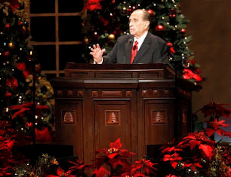 President Thomas S. Monson speaks during the First Presidency's Christmas Devotional Sunday, Dec. 4,