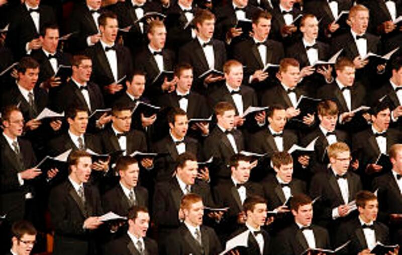 The combined student choir from BYU-Idaho finishes their tour by performing at the Tabernacle Saturd