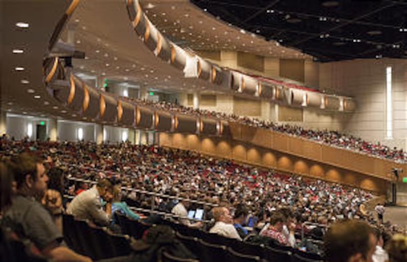 Students and faculty meet in the BYU-Idaho Center to listen to Brother Russell T. Osguthorpe, the Su