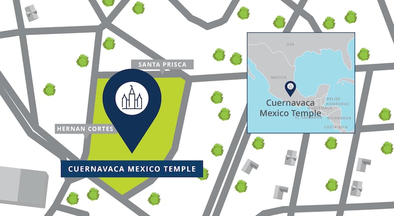 A map of the Cuernavaca Mexico Temple site.