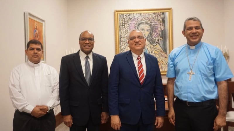 Members of the Church's Caribbean Area presidency meet with leaders of the Catholic Church.