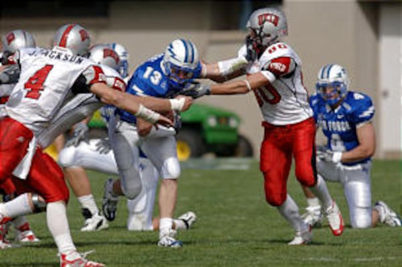 Playing several positions for the Air Force Falcons, Andrew Gray, No. 13, had to ramp up to collegia
