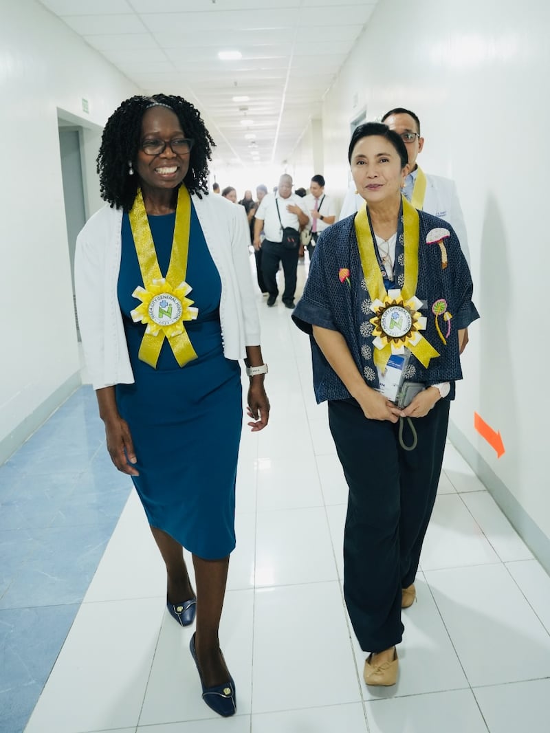 President Rosemary K. Chibota and Naga City Mayor Maria Leonor G. Robredo visit mothers and newborns in Naga, Philippines, on Sept. 14, 2026.