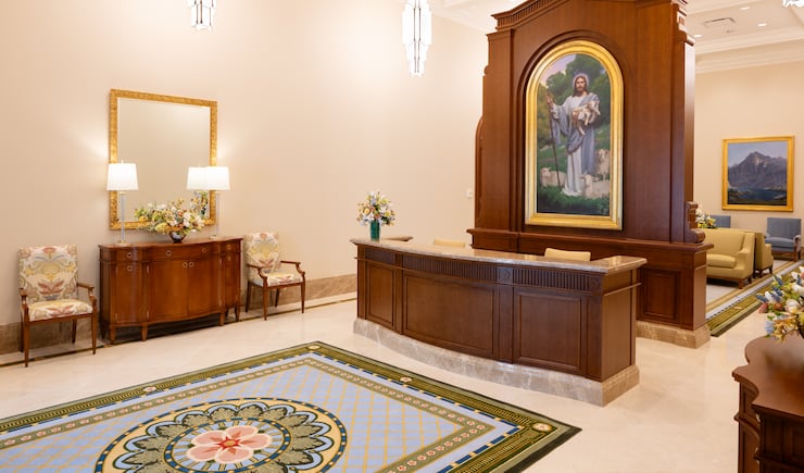 The recommend desk of the Modesto California Temple.