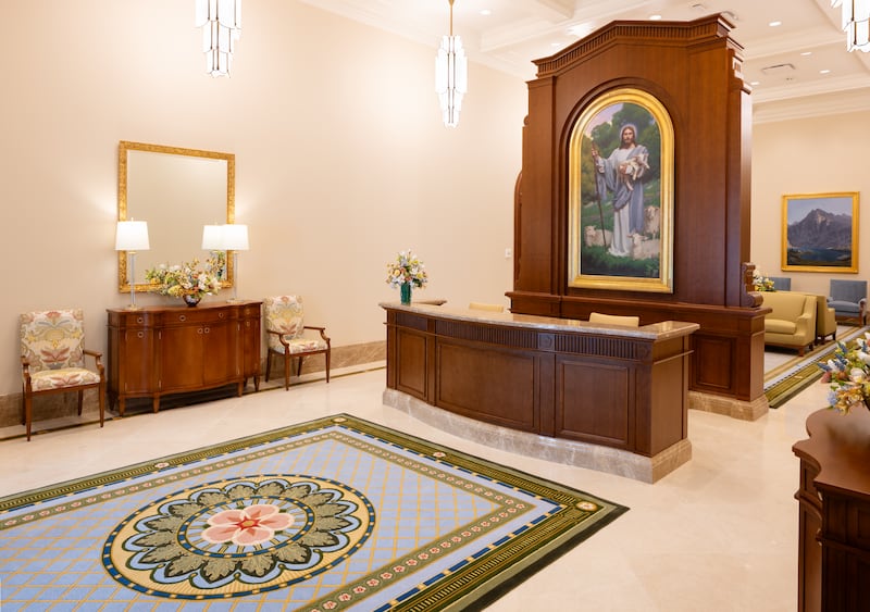 The recommend desk of the Modesto California Temple.