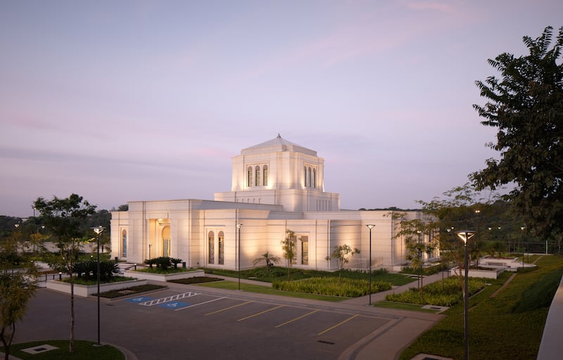 The Belo Horizonte Brazil Temple at dusk.