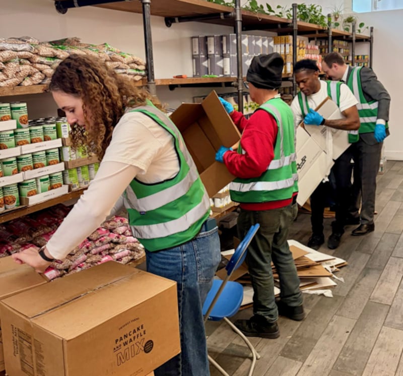 Volunteers unload food donated by The Church of Jesus Christ of Latter-day Saints to the Pan de Vida Food Pantry on March 25, 2026, in Chicago, IL.