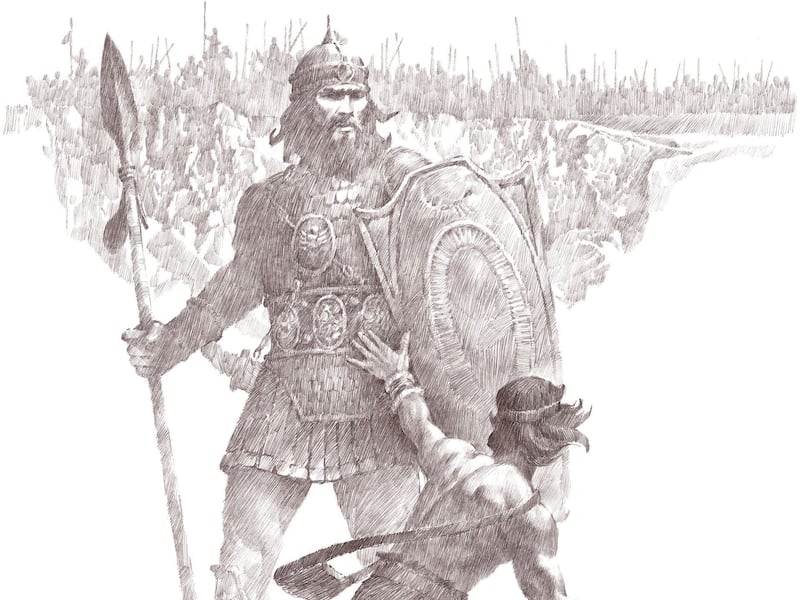 "David Slays Goliath" is by Ted Henninger.