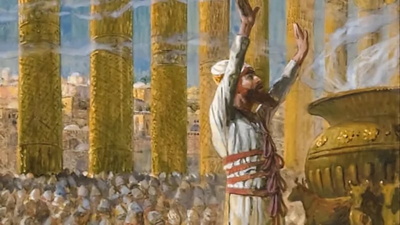 "Solomon Dedicates the Temple at Jerusalem" is by James Tissot and others.
